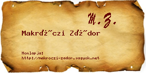 Makróczi Zádor névjegykártya